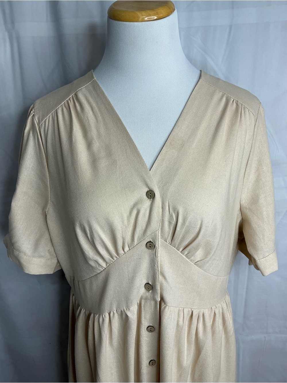2359 - Amanda Collection Boho V-Neck Button-Front Midi Dress - Picture 3 of 9